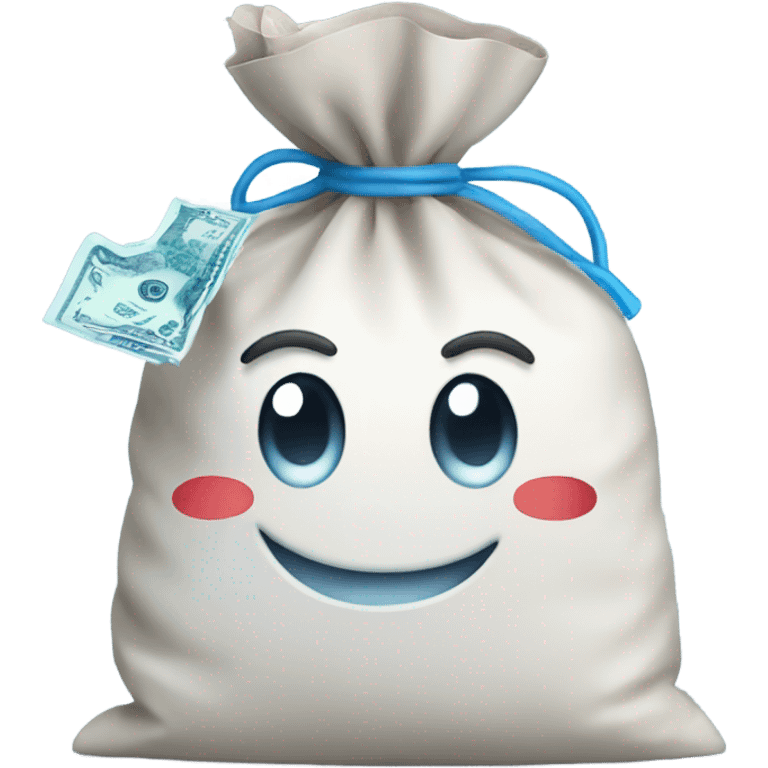 happy bag of snow holding a dollar emoji