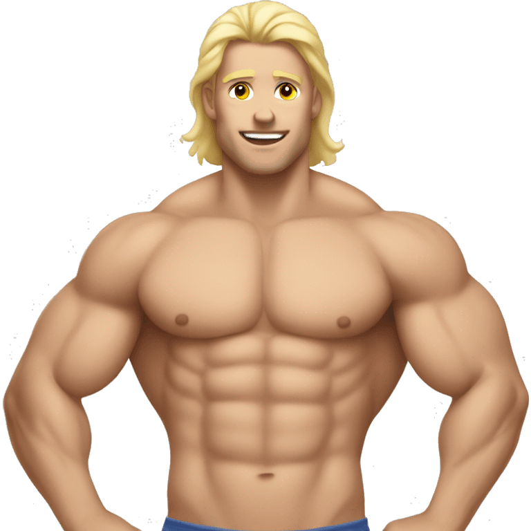 Muscular Male with blonde hair being shirtless emoji