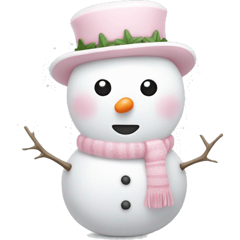 Cute white and light pink snowman emoji