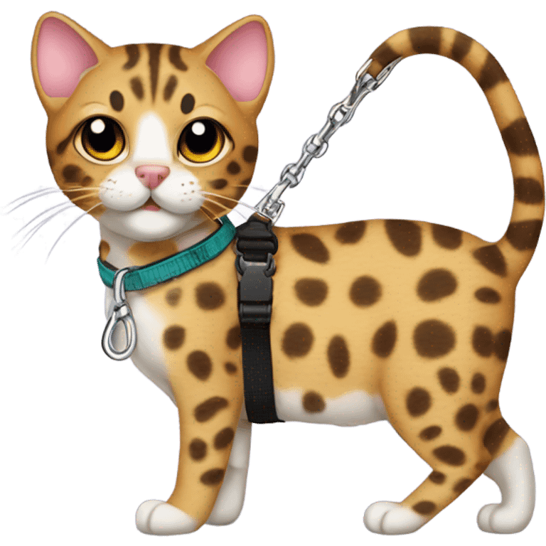 Leopard cat on a leash emoji