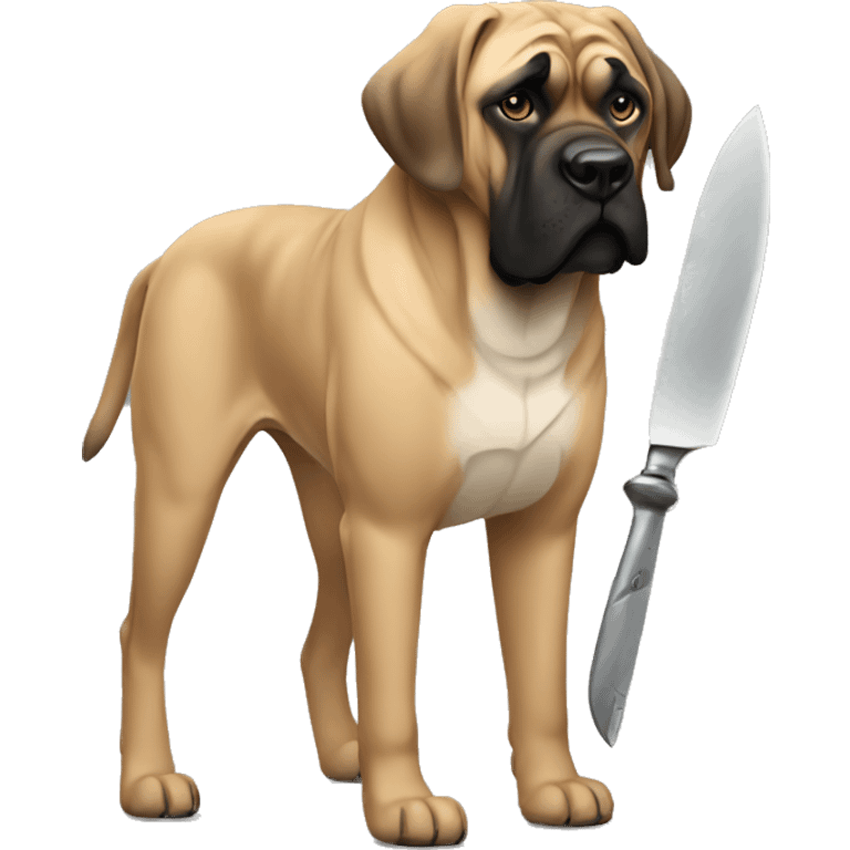 English mastiff holding knife  emoji