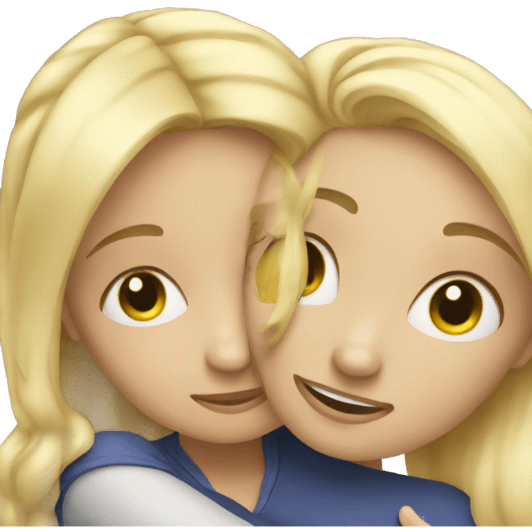 blonde hugs with blond emoji