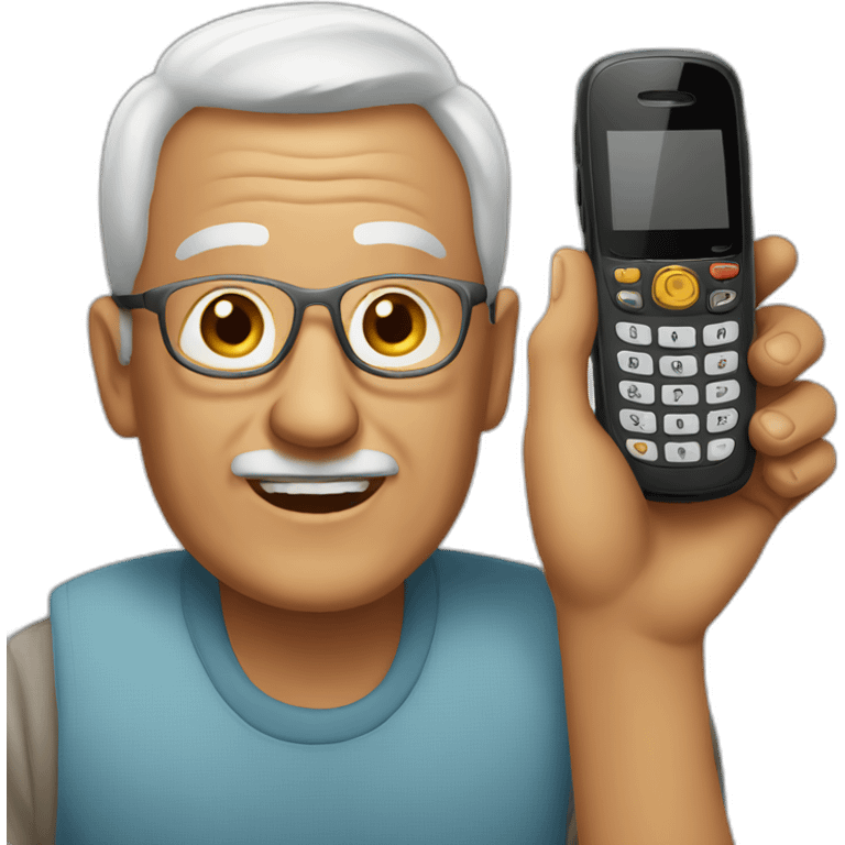 Grandfather has a mobile phone emoji