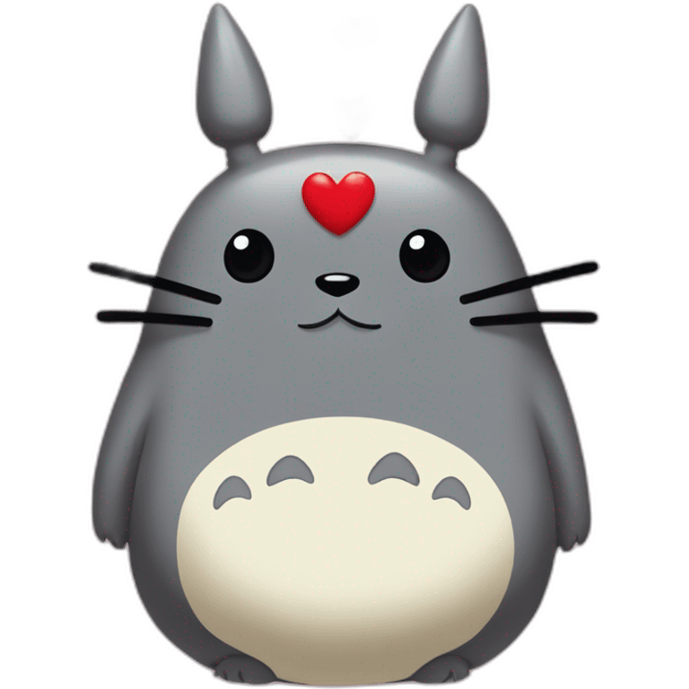 Totoro in love with hearts around his head emoji