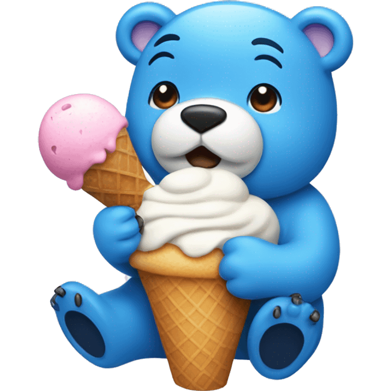 Blue bear with ice cream emoji