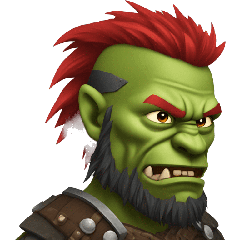 Berserker orc with red beard & red mohican emoji