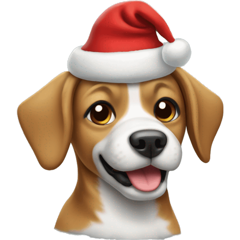 Dog wearing a Christmas hat emoji