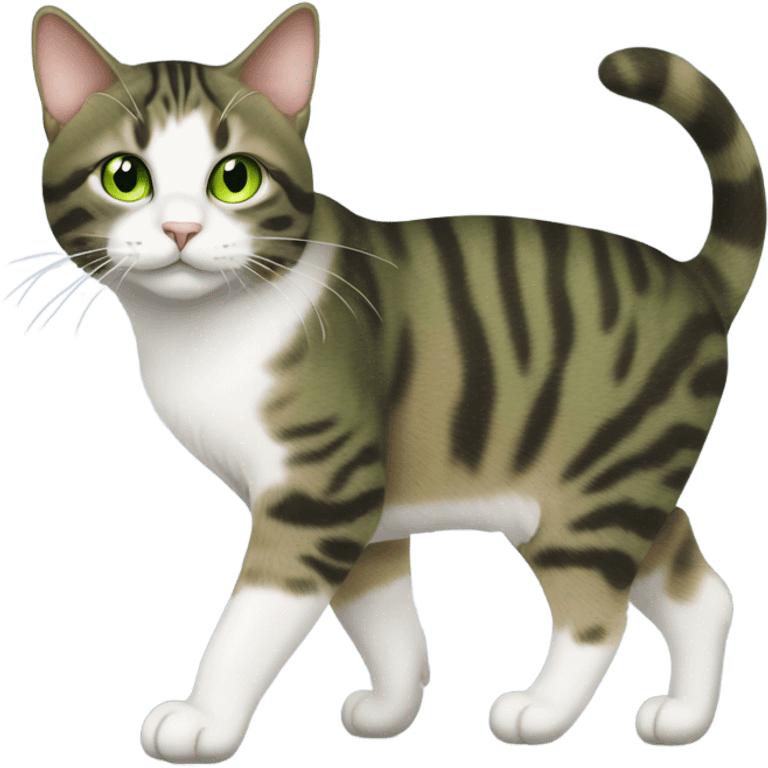 Green eyed American bobtail cat walking emoji