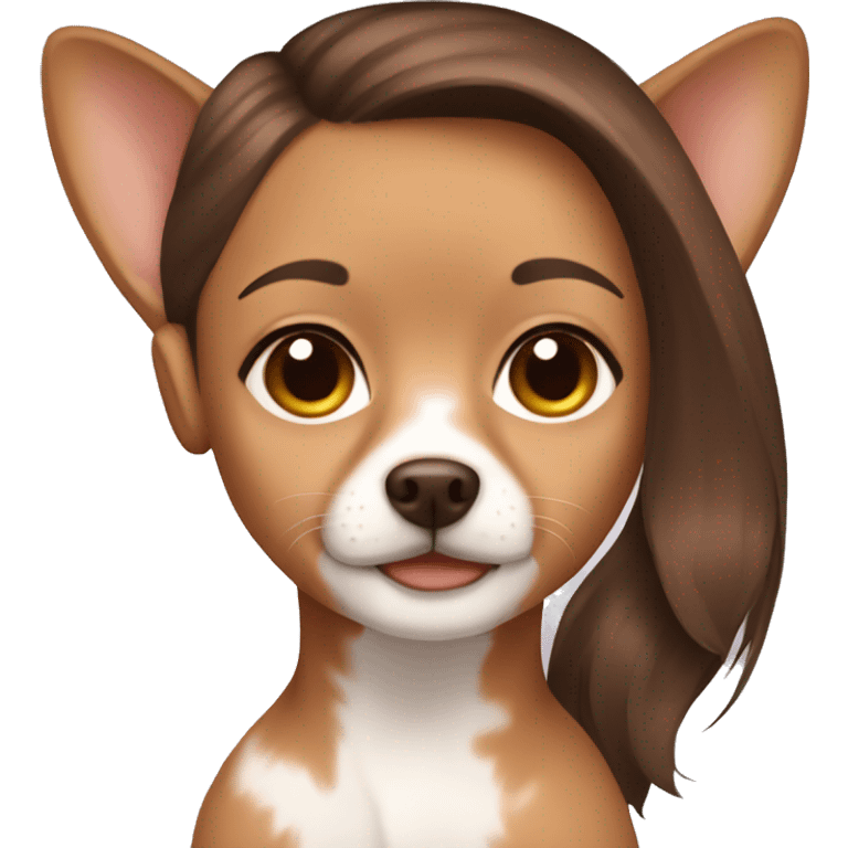 girl brown hair with chihuahua  emoji