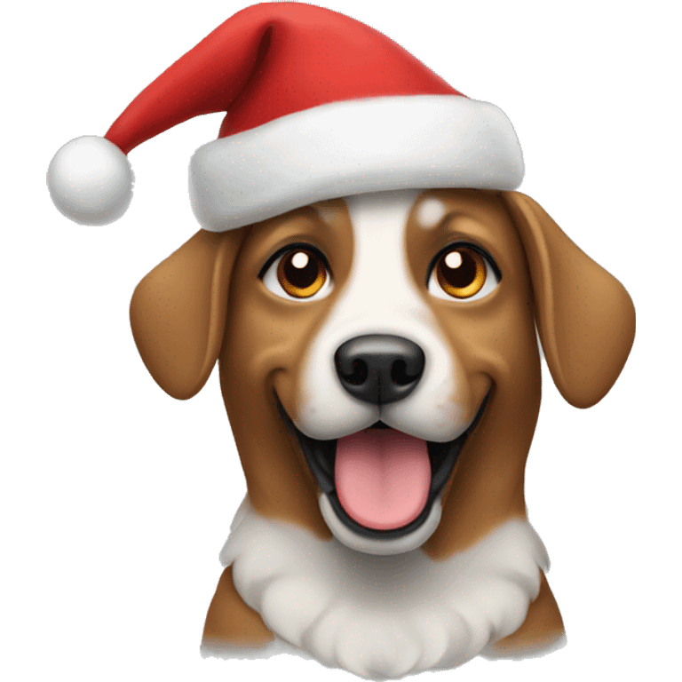 Dog with a christmas hat emoji