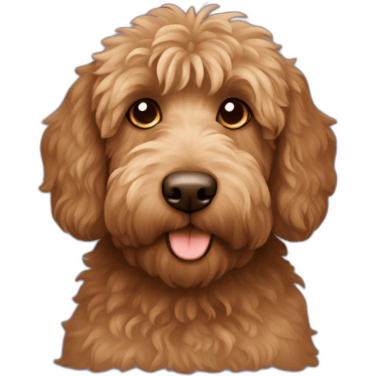 brown labradoodle dog working on a laptop emoji