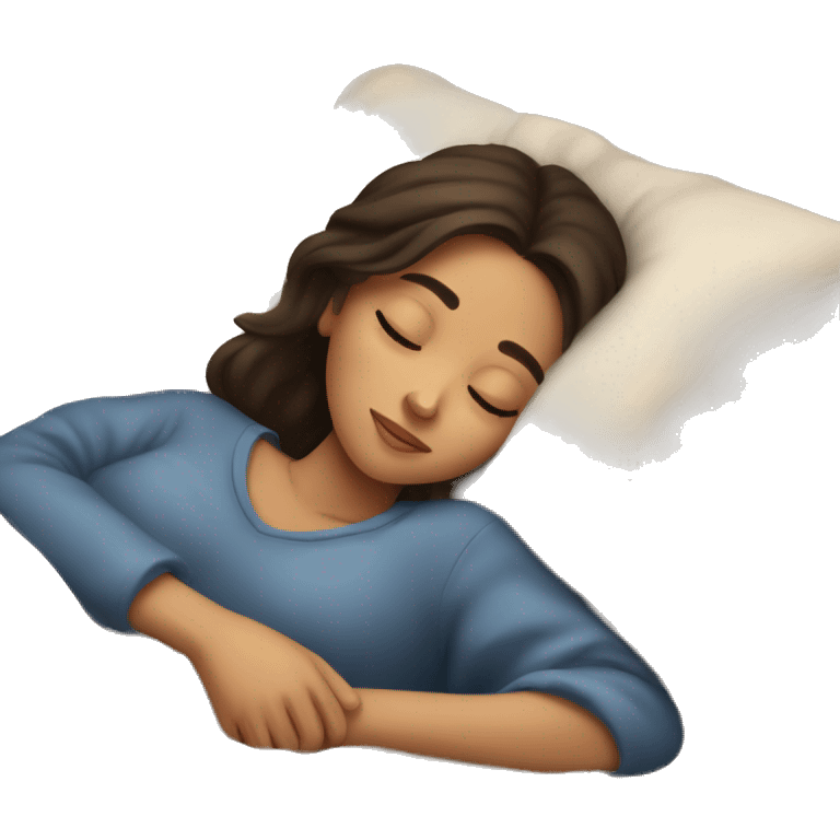 brunette girl sleeping cozy emoji