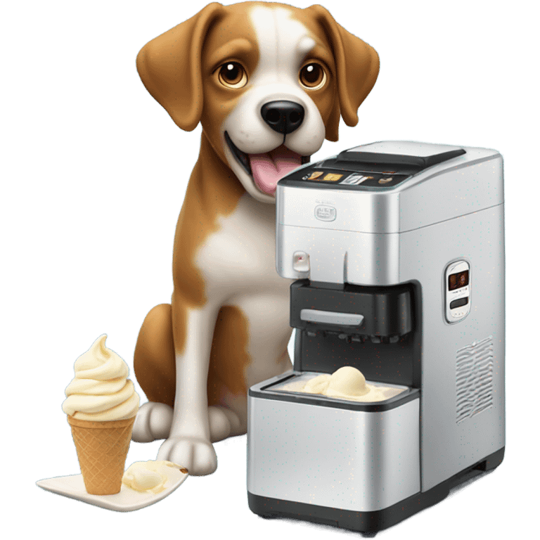 Dog making ice cream out of a Ninja creamy emoji