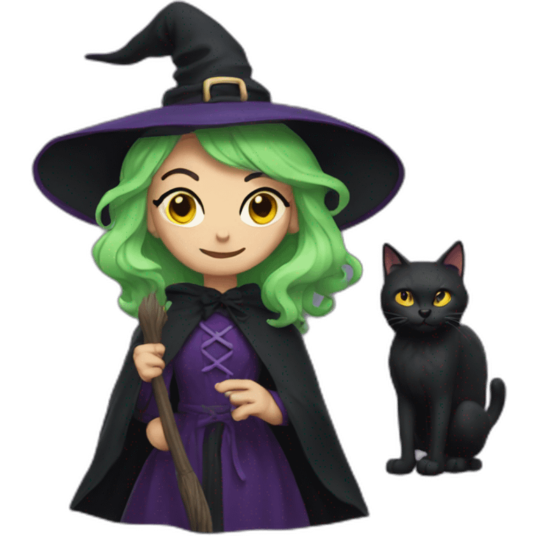 Witch with black cat emoji