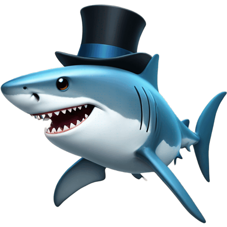 Shark with a top hat emoji