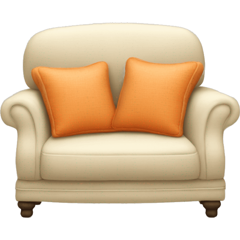 Inviting loveseat comfy pillows cream orange emoji