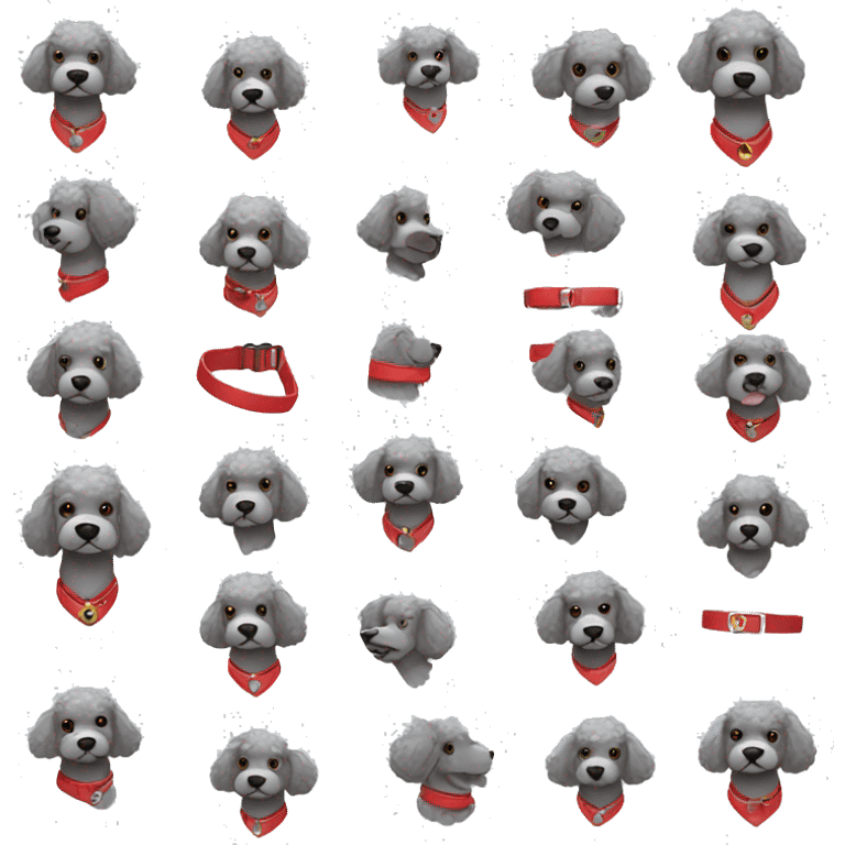 Gray poodle with red dog collar  emoji