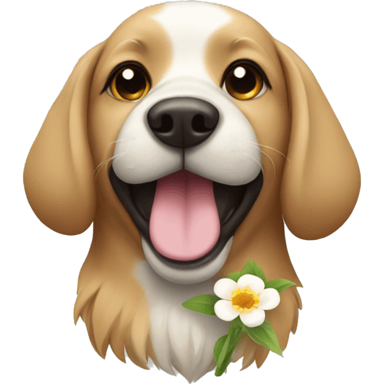 Dog with flower emoji