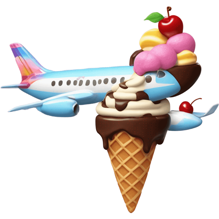 Airplane themed by an  ice cream sundae emoji