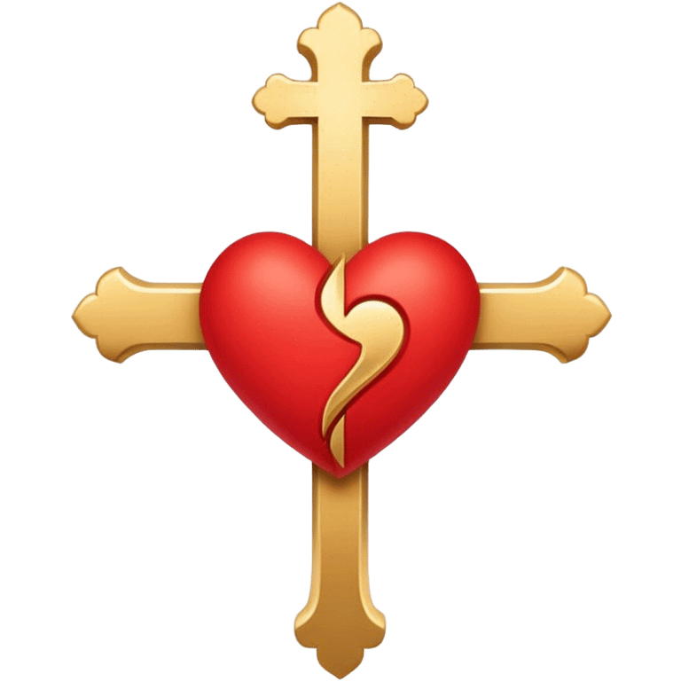 Two red heart outlines united by a gold cross  emoji