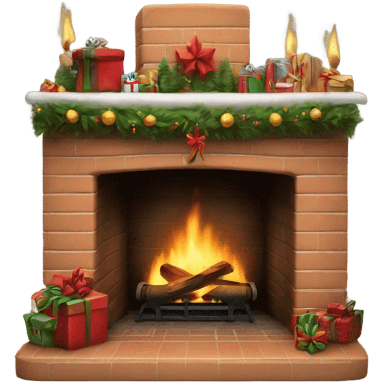 Realistic Christmas fireplace emoji