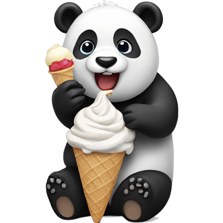 Panda eating ice cream emoji