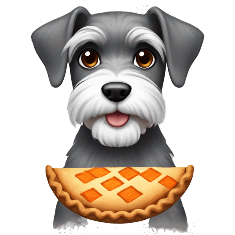 schnauzer holding  a sweet potato pie emoji