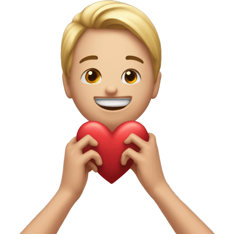 Cara enamorada haciendo corazón con las manos  emoji