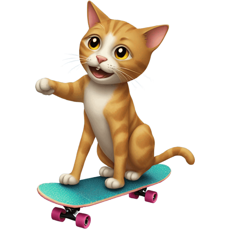 Cat riding a skateboard 420 emoji