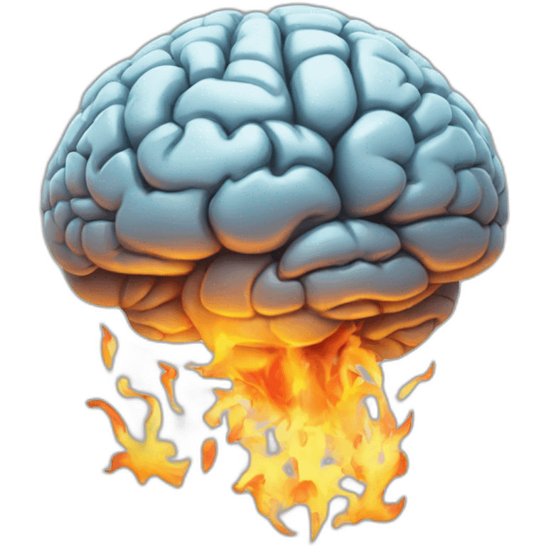 brain with fire, spark and smoke emoji