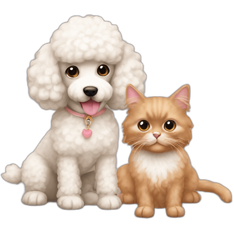 Apricot-poodle-with-cat emoji