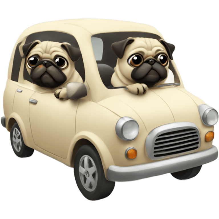 2 pugs in a car emoji