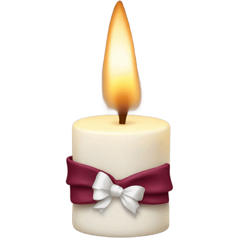 White candle with burgundy bow emoji