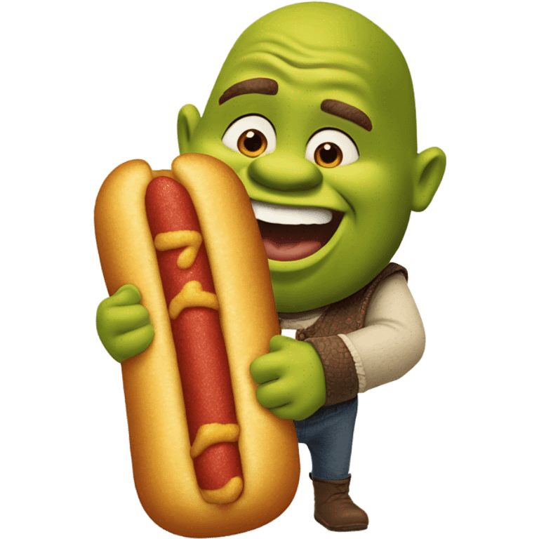 Shrek eating a corndog emoji