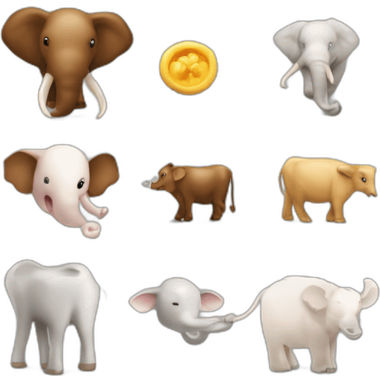 un animal qui a un corps de bélier avec une trompe d’éléphant et une queue de vache avec des pâtes d’aigle emoji