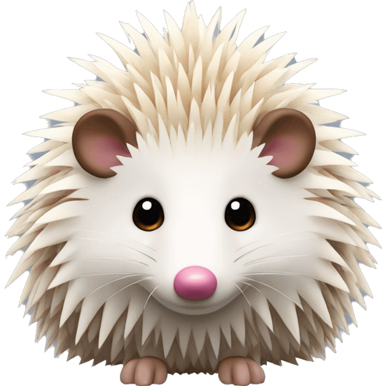 Hedgehog white creamy quills one pink ear one brown ear DIFFERENT COLORED EARS emoji