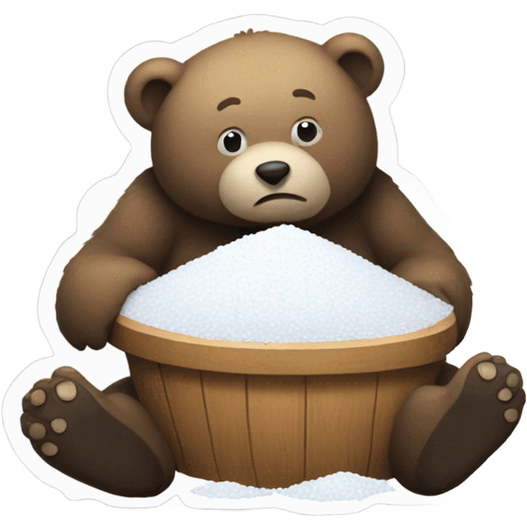 a bear with a pile of salt emoji