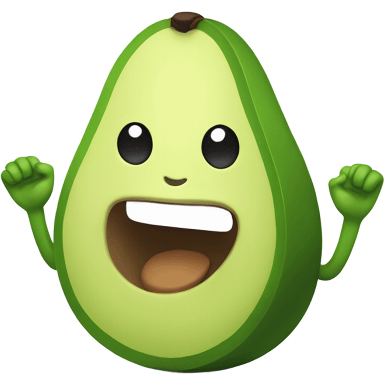 happy avocado with hands up emoji