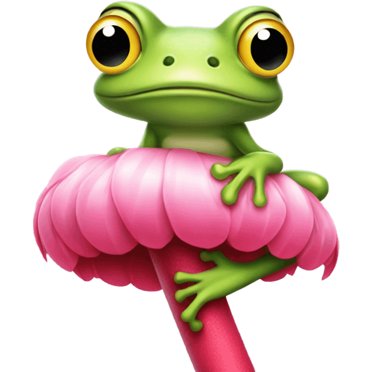 Frog on a flamingo  emoji