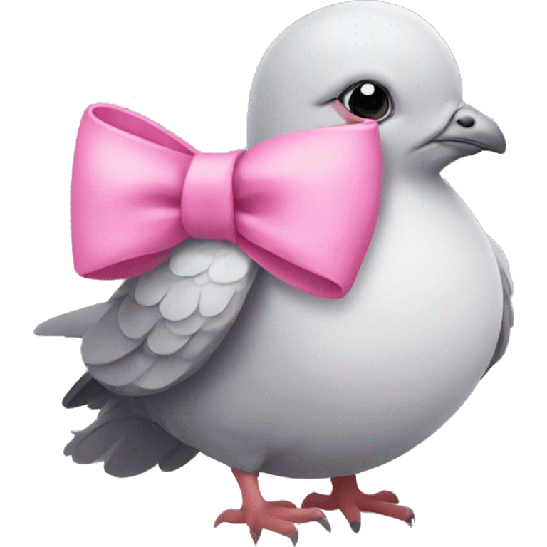 Cute sleeping pigeon with a pink bow on her head  emoji