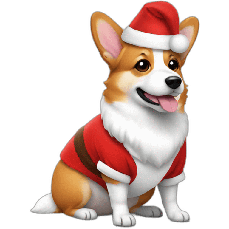 Corgi side body wearing santa costume emoji