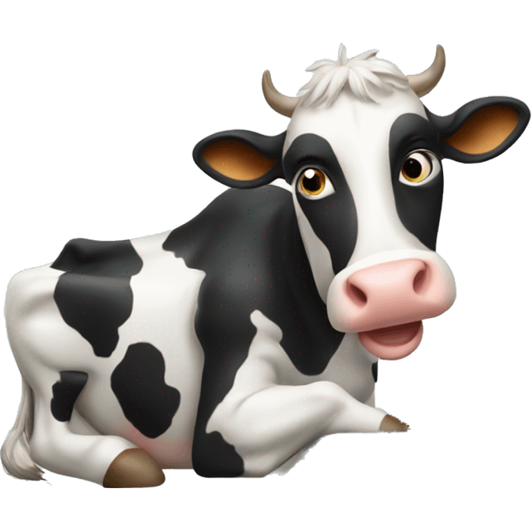 The cow is working on computer emoji