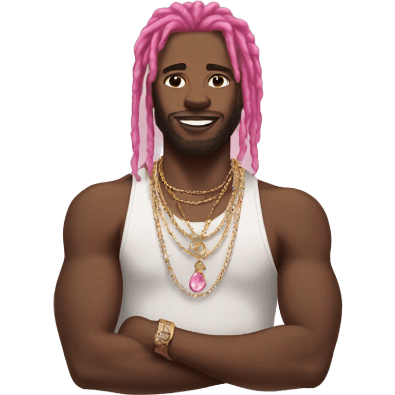 Black man with pink dreads and jewelry emoji