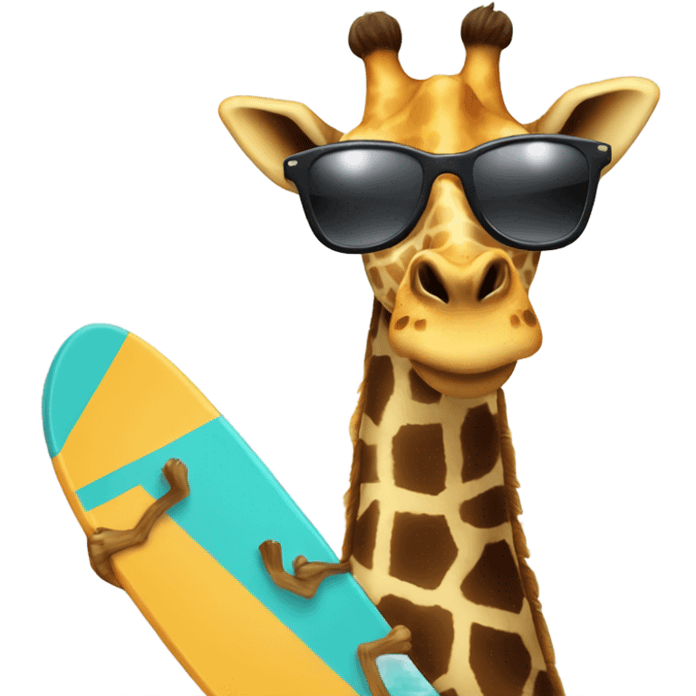 Giraffe surfing with sunglasses emoji