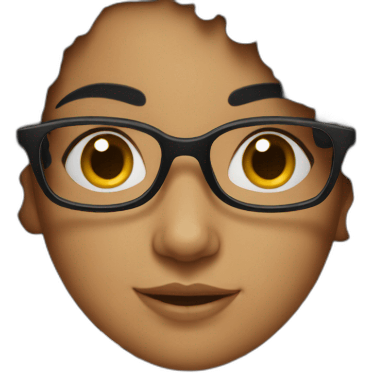 indian girl with glasses with black curly hair wearing a black hoodie emoji