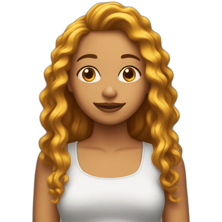 Chica con pelo largo rizado emoji