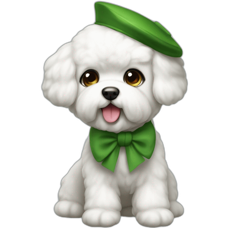 Bichon maltés with a green barret emoji