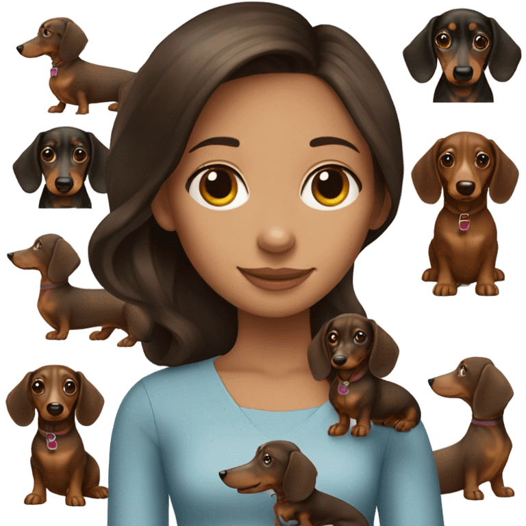 Brunette girl with dapple dachshund  emoji