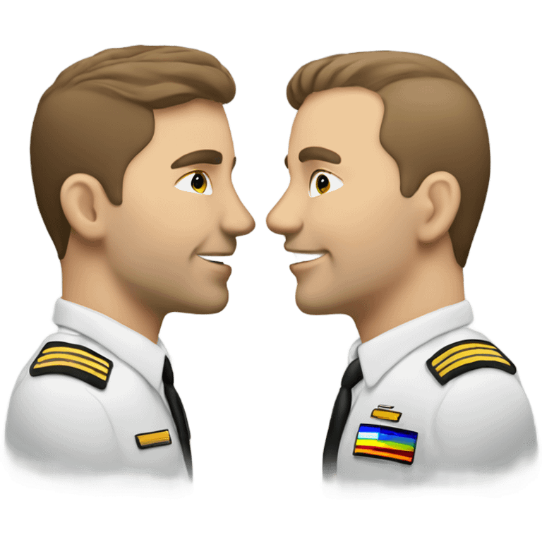 2 Caucasian male gay pilots kissing emoji