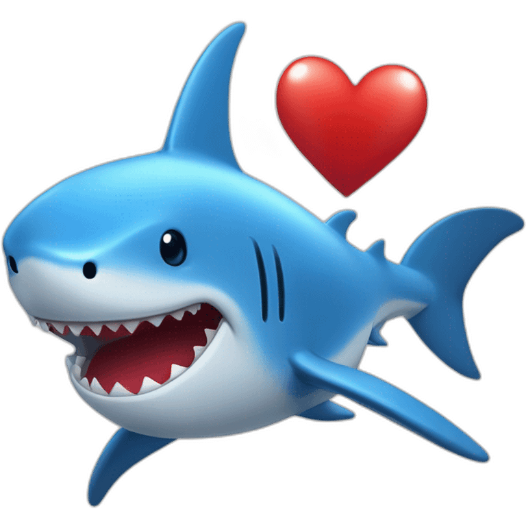 Blue Little friendly Shark with a red Heart in his fins. emoji